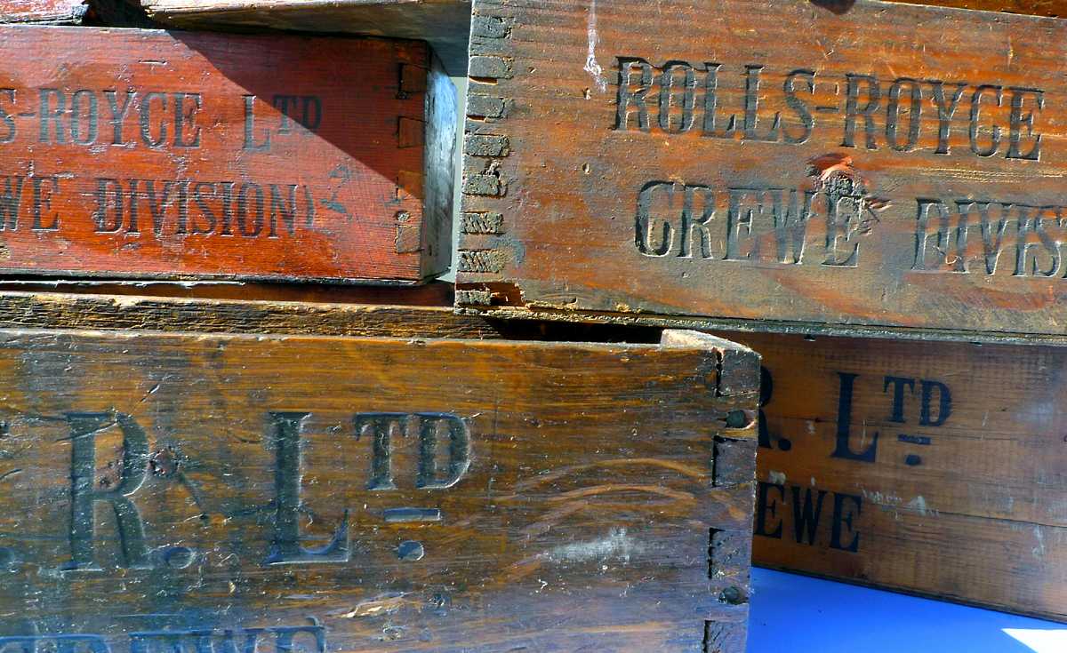 L1010146.JPG - These old tool boxes were among the Bonhams collectible items on auction.